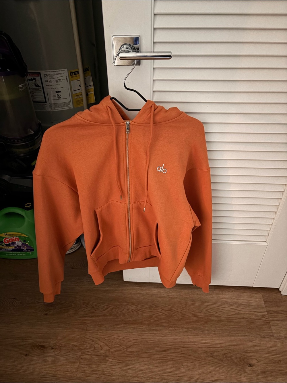 ALO Yoga Orange Zip Hoodie with Silver Hardware